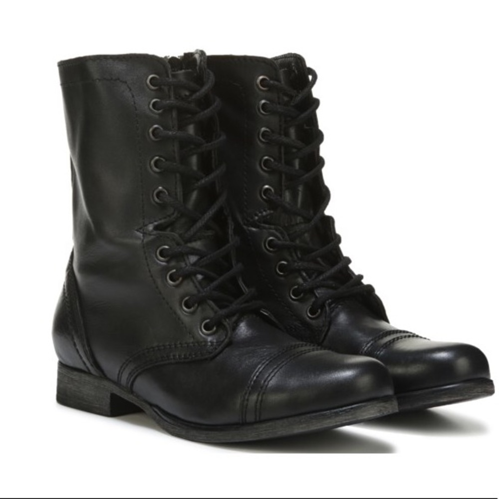 Steve Madden Troopa Combat Boot Black Leather 7.5